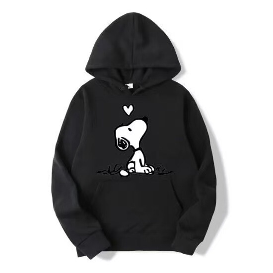 Minimalist black and white line art Snoopy puppy heart hoodie, European and American style, unisex, versatile, loose-fitting sweatshirt Minimalist black and white line art Snoopy puppy heart hoodie, European and American style, unisex, versatile, loose-fitting sweatshirt