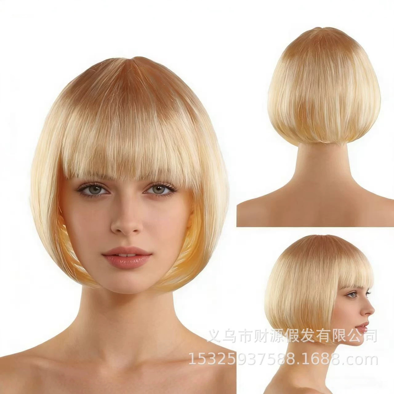 Transfronterizos sin despertar pelo corto pelucas de cabello para mujeres cubierta de cabello completo Qi Liuhai colorido BoBo cabeza de Halloween cabello al por mayor