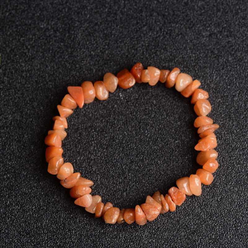 Pulsera de anillo único de piedra de cuartil natural irregular pulsera de cuerda elástica de piedra original estilo fresco simple y versátil