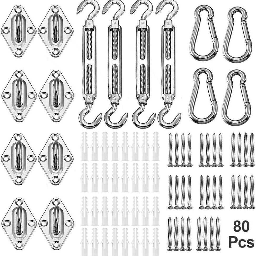 不锈钢三角四角遮阳帆配件门扣花篮收紧 户外花园矩形遮阳帆套装