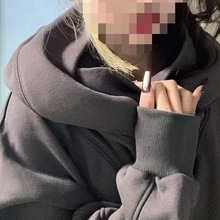 跨境美式潮牌机能风外套高领连帽卫衣男女小众原创设计感宽松上衣