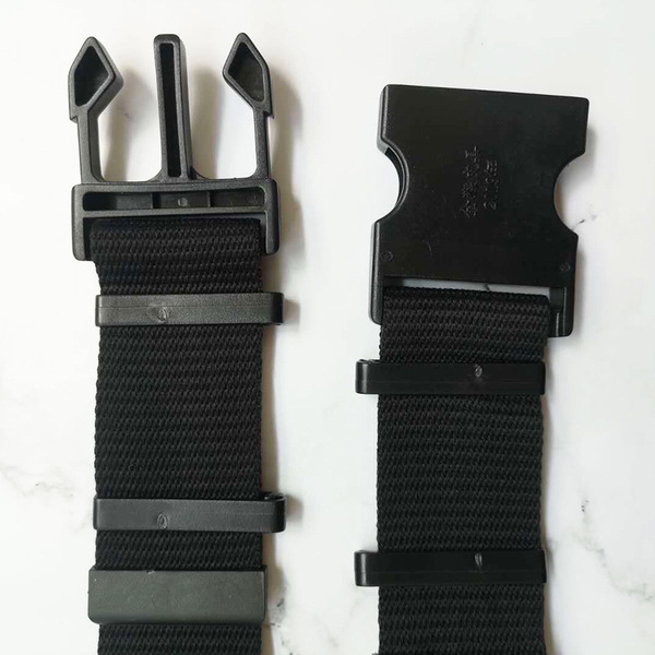 Black nylon travel woven belt with clasp