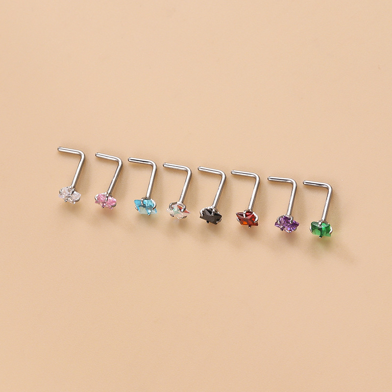 Fashion Geometric Stainless Steel Zircon Nose studs 1 Piece