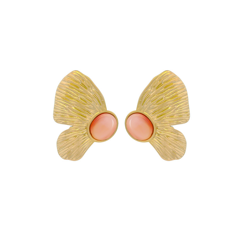 Pendientes de mariposa Xuping, nuevos, de acero inoxidable, chapados en oro de 14k, estilo moderno, con incrustaciones de piedras preciosas artificiales, para mujer.