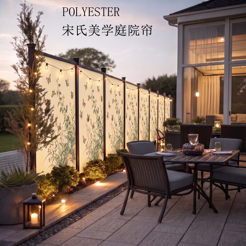 New Chinese-style ink painting persimmon courtyard privacy curtain, villa privacy curtain, terrace railing wind-blocking curtain, anti-peeping rain-blocking fabric curtain New Chinese-style ink painting persimmon courtyard privacy curtain, villa privacy curtain, terrace railing wind-blocking curtain, anti-peeping rain-blocking fabric curtain