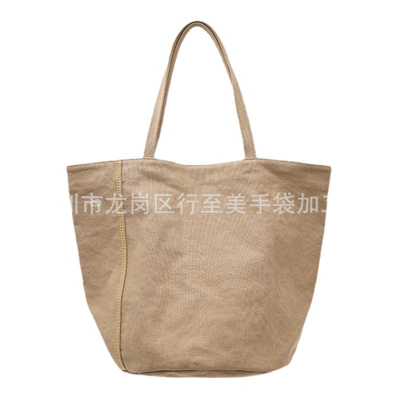 高品质新款外贸大容量女托特包棉布帆布时尚单肩购物手提包袋