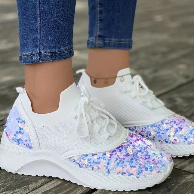 Breathable Sequin Knit Sneakers 3