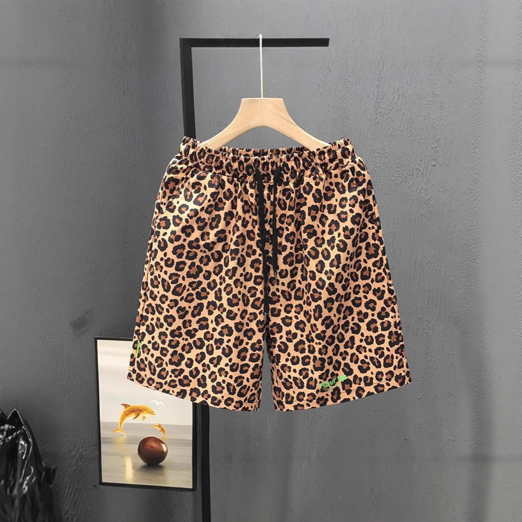 Plus Size Men's Leopard Print Shorts Summer Trendy Beachwear New Thin Style Retro Five Point Cut_viptrois.com