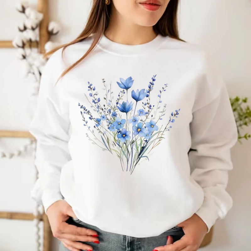 Plant Flower Bohemian Style Fashionable Round Neck Long-Sleeved Cotton Sweatshirt European and American Export E-Commerce Etsy Autumn and Winter Women's Clothing Plant Flower Bohemian Style Fashionable Round Neck Long-Sleeved Cotton Sweatshirt European and American Export E-Commerce Etsy Autumn and Winter Women's Clothing