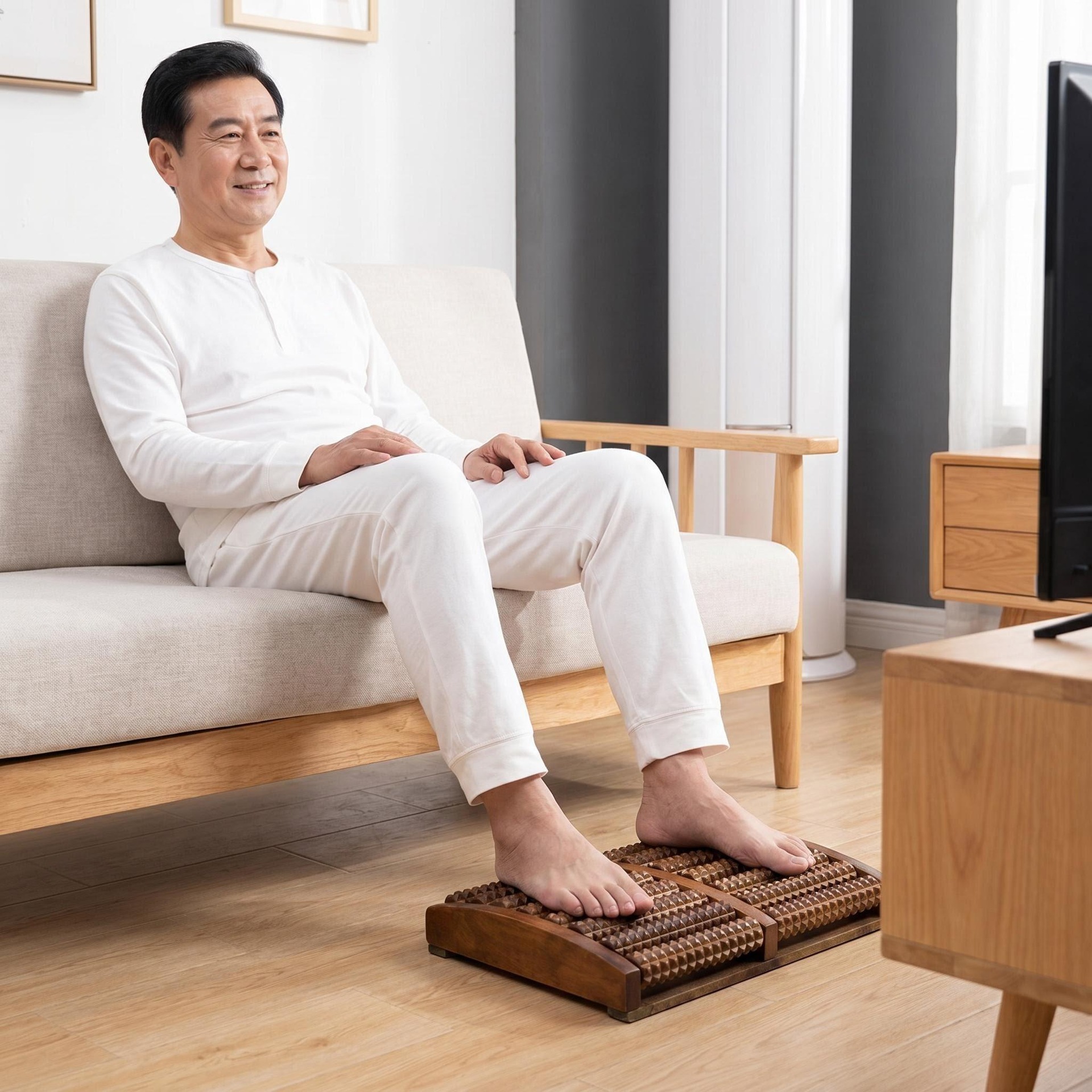 Wooden Foot Massage Roller 8 Row Beech Sole Acupressure Tool Manual Reflexology Massager specifications