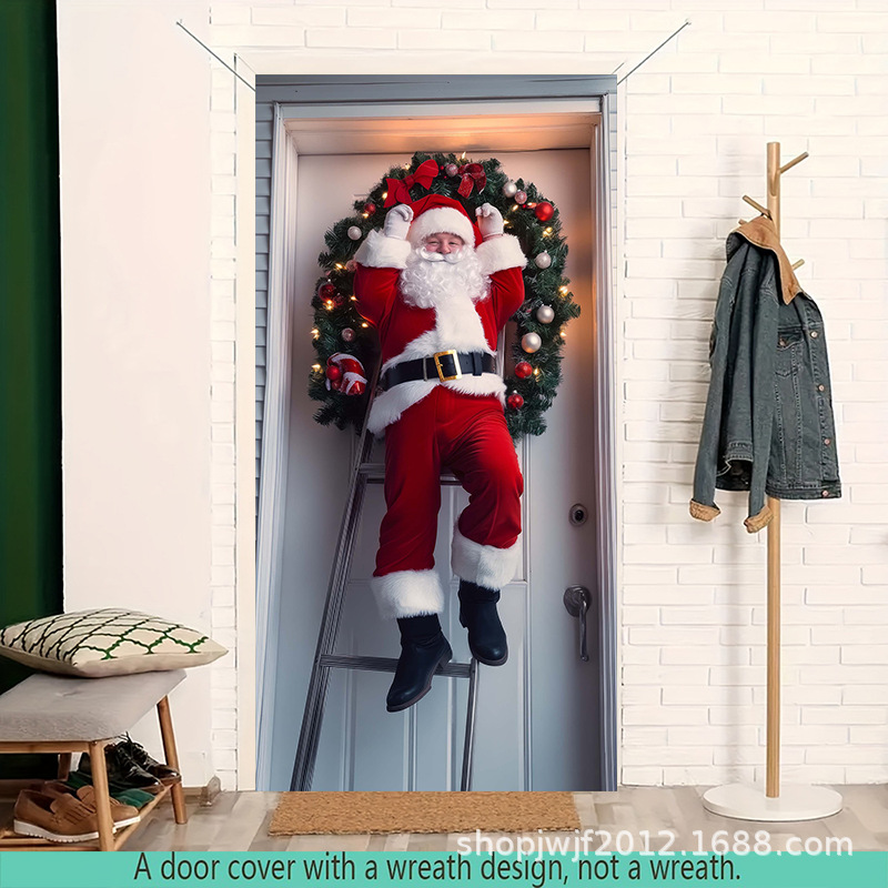 TEM Amazon transfronterizo nueva decoración de la cubierta de la puerta de Navidad rojo Santa Claus regalo cubierta de la puerta ambiente festivo fiesta