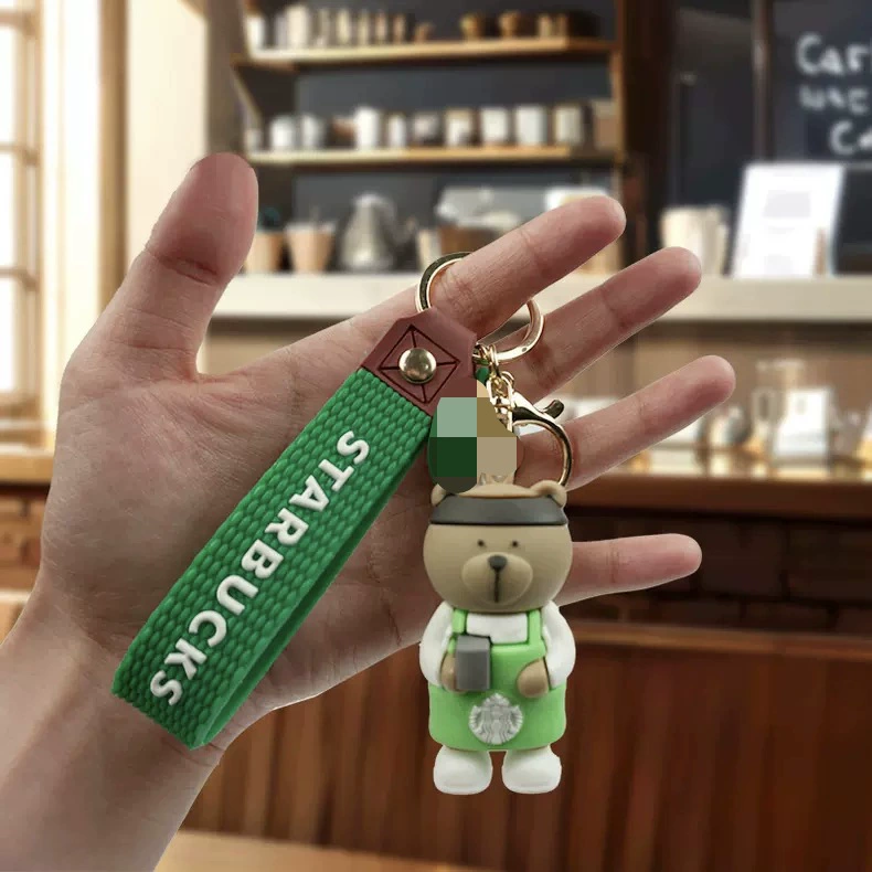 Ключница (Starbucks) милый медвежонок-подвеска, силиконовый ремешок украшение для сумки, мультистиль