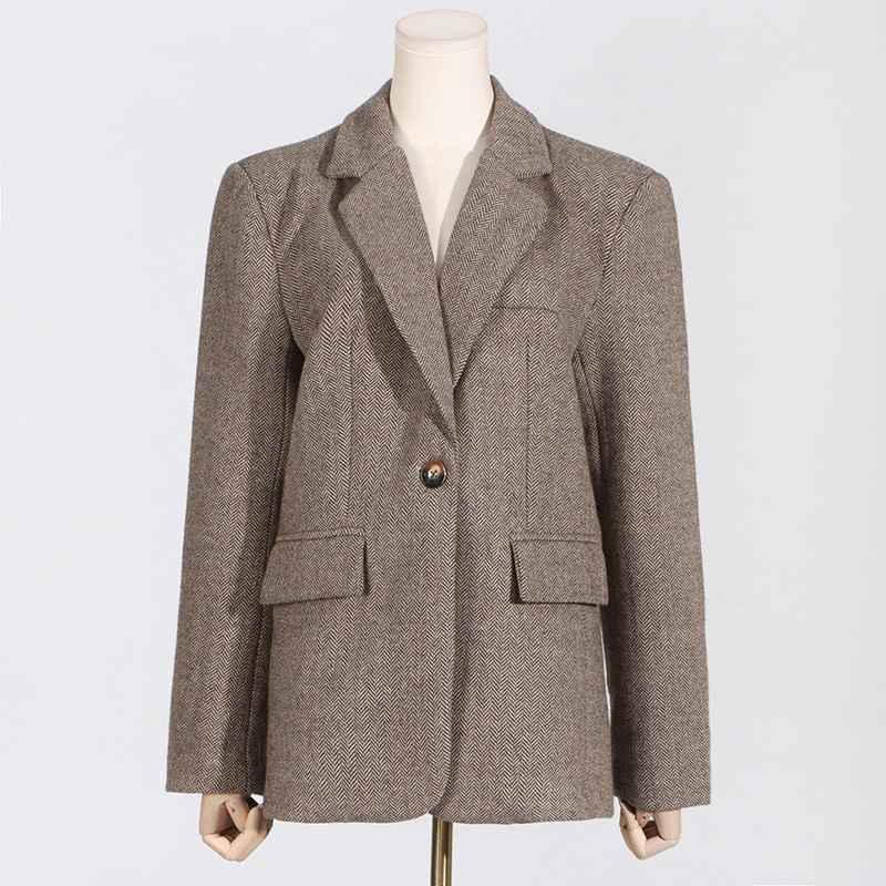 Women's Clothing Spring New Artistic Retro Three dimensional Flower Loose Design One button Solid Color Suit Jacket for Women_voghion.com