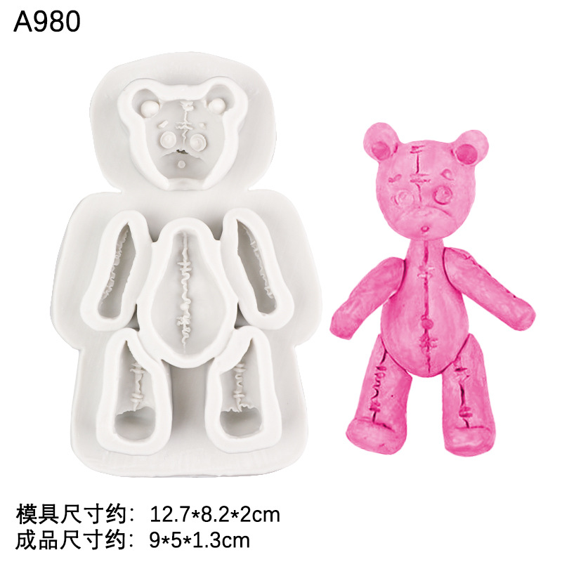 Oso de dibujos animados aromaterapia yeso decoración hecha a mano DIY pastel de chocolate fondant accesorios de decoración