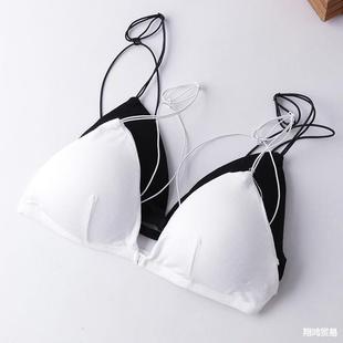 Sexy no steel ring back underwear for girls women thin shoulder strap about French triangle cup bra front buckle small chest tube top