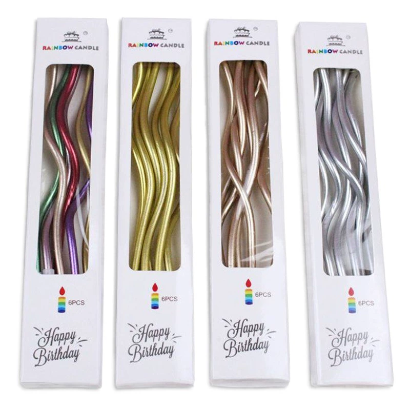 Оптовая чистая знаменитость день рождения торт свеча кривая нить свеча позолоченная кривая свеча коробка свеча