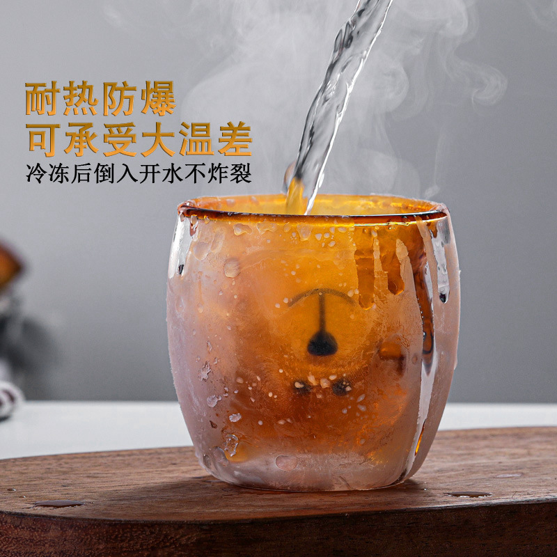 Dibujos animados creativos de doble vidrio taza de oso café casero jugo taza de leche taza de beber taza de café taza