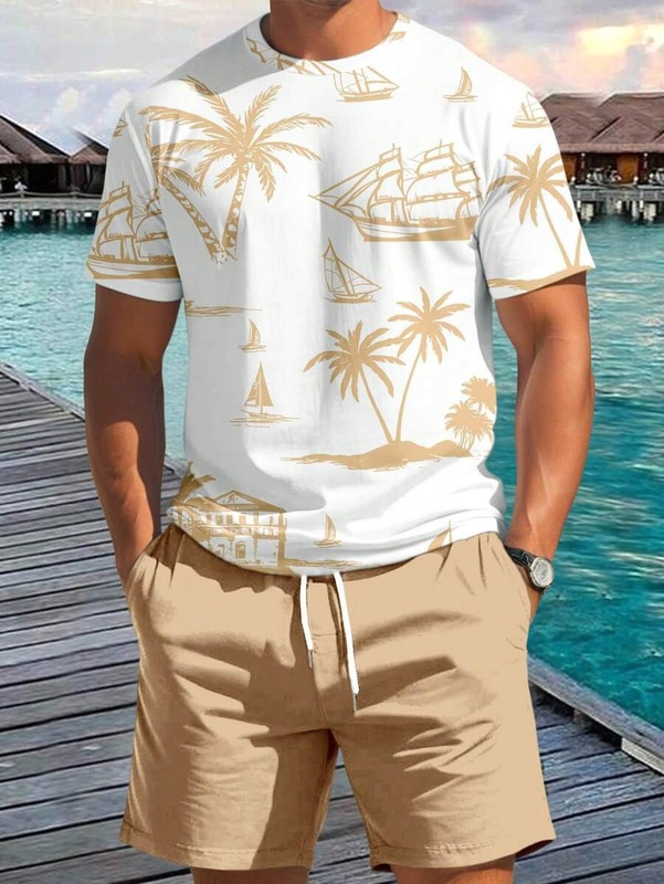 クロスボーダーヨーロッパとアメリカのファッション Tシャツショーツ漫画レタープリント夏の新しいストリートルーズカジュアルヒップホップスーツ|undefined