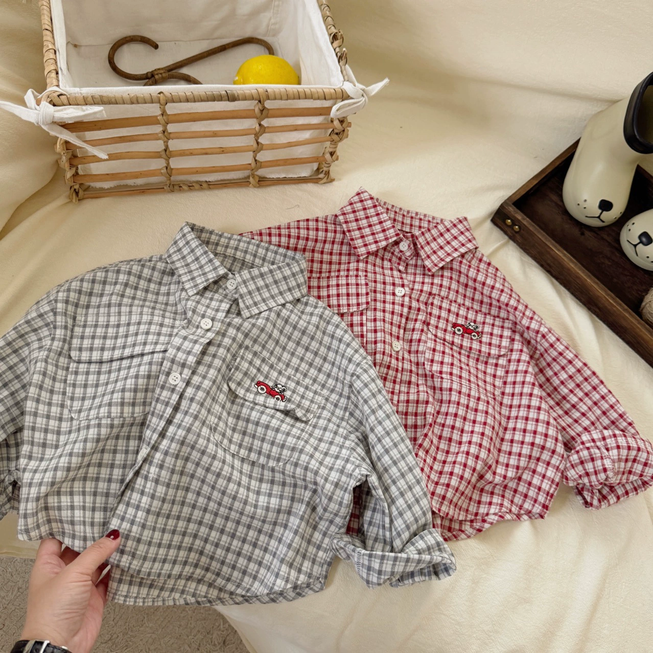 女童衬衫儿童夏装2025新款洋气时髦格子翻领薄款长袖衬衣宝宝开衫