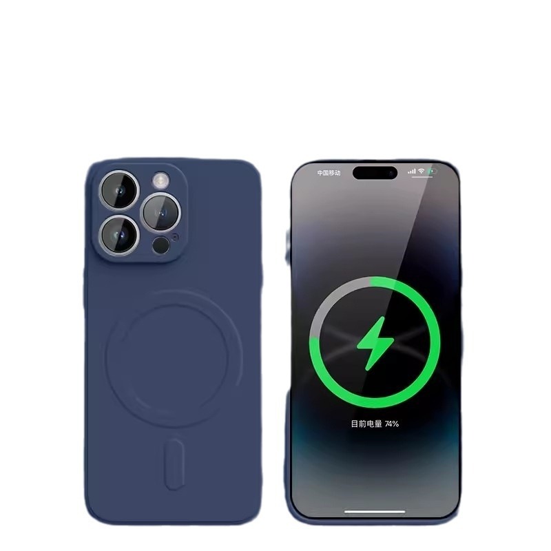 iPhone17公式液体シリコン磁気吸着スマホケース、Apple 16PROMAX、レンズを完全保護、耐衝撃15|undefined