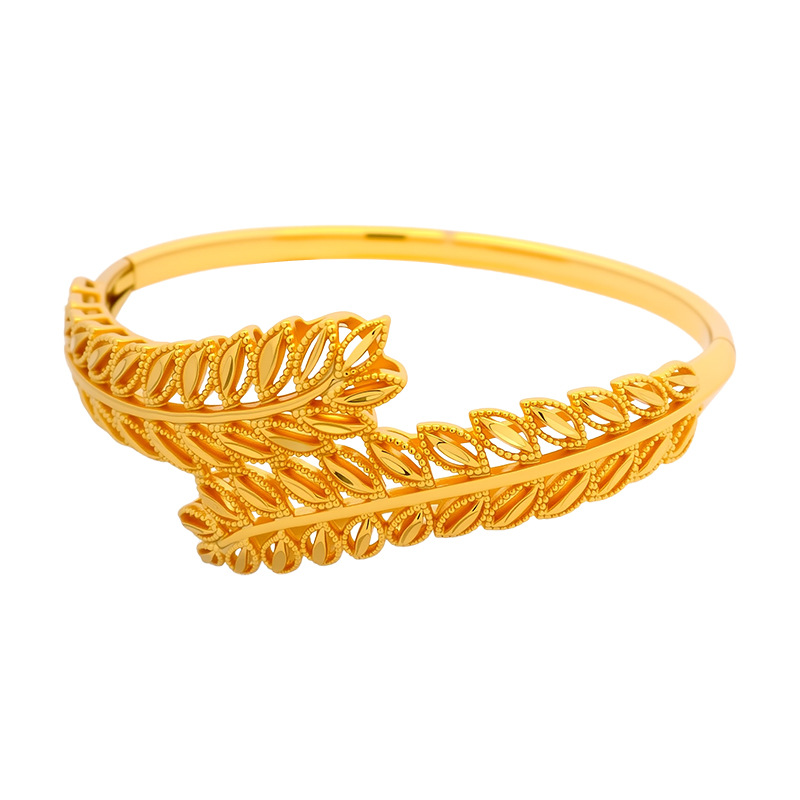 Xuping aleación de cobre chapado 24k color hueco pulsera de plumas de nicho simple diseño ligero lujoso temperamento joyas de boda mujeres