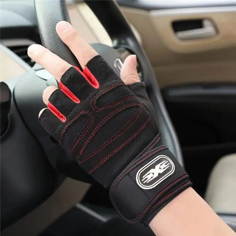 Wristband Fitness Half-Finger Gloves for Men, Breathable Sports Exercise, Pressurized, Wear-Resistant, Non-Slip, Pull-Up Bar, Anti-Callus, Women's Summer