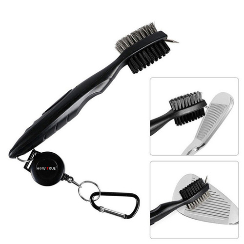 Cross-border wholesale new golf cleaning brush manufacturer double-sided brush multi-functional groove cleaning brush golf accessories