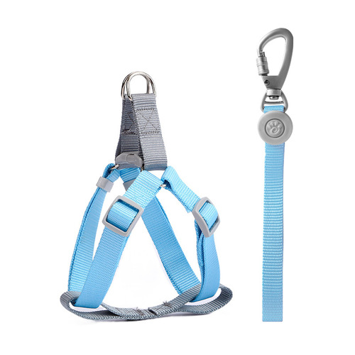 Macaron traction rope nylon chest and back traction dog leash adjustable anti-breakaway solid color dog leash wholesale