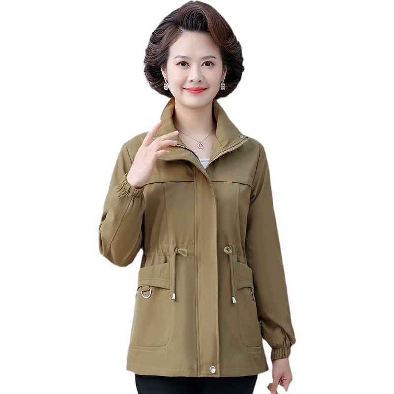 Пальто для матери, весна и осень, иностранный стиль, большие размеры, Женское пальто среднего возраста, новинка 2023 года, осеннее пальто для 50 лет, среднего и пожилого возраста, ветровка средней длины