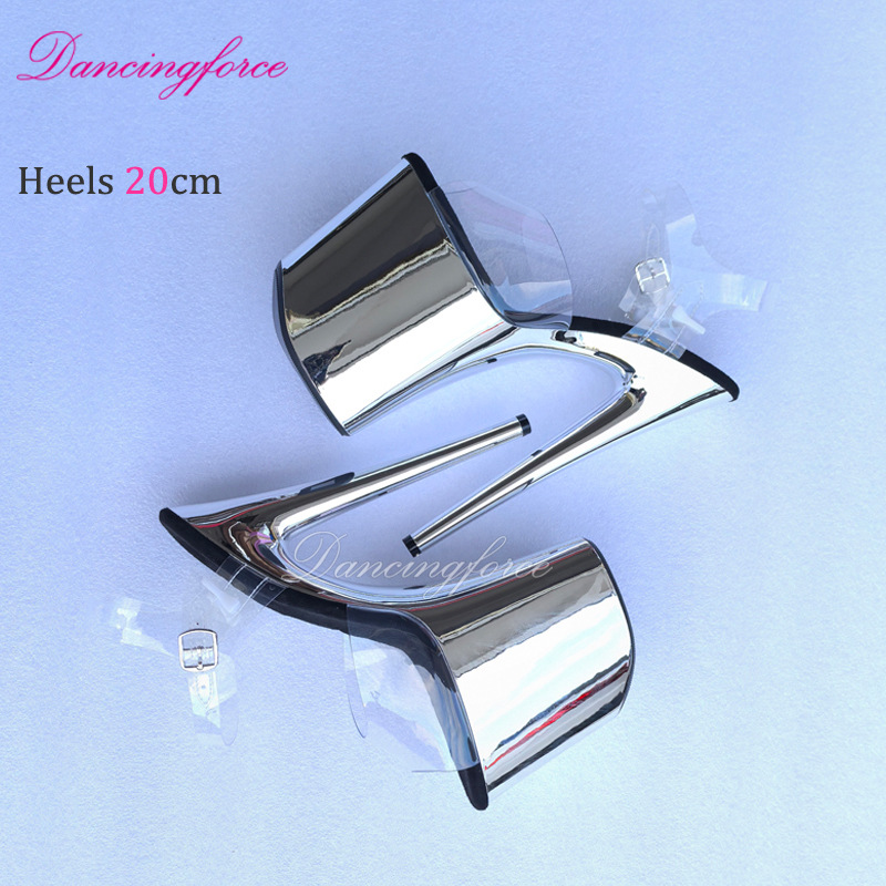 Platino de alta calidad 20cm modelo sexy europeo y americano desfile de club de baile de acero zapatos de tacones ultra altos odiar sandalias