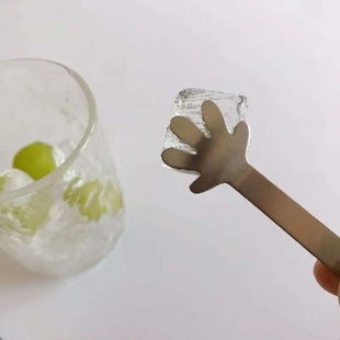 Stainless Steel Ice Clip Creative Small Palm Mini Sugar Clip Food Clip Bar Anti-Slip Ice Clip Home Snack Clip