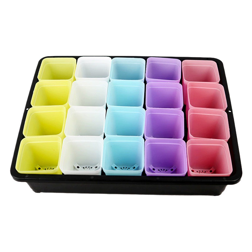 Новые мини-маленькие квадратные горшки, семицветные маленькие цветочные горшки, горшки для суккулентов, маленькие черные квадратные пластиковые горшки, горшки для рассады, оптом от производителей