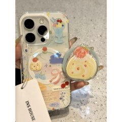 インスタイルグルメストロベリースイスロールケーキ iphone16promax/15 携帯電話ケース 14 磁気吸引 13 に適しています