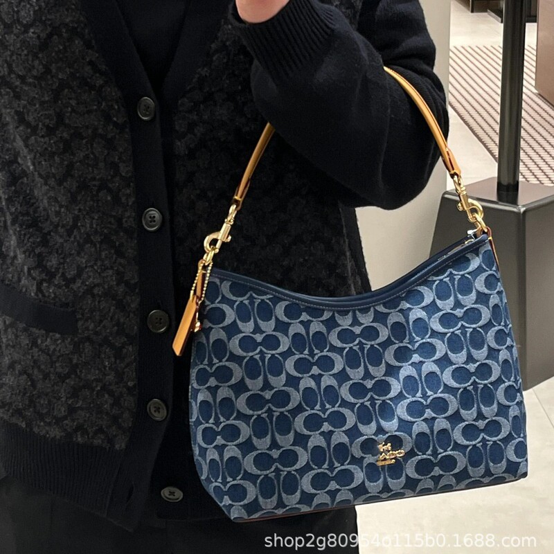 2025 New Style Kuo C Brand Printed Denim Blue Retro Underarm Bag Large Capacity Crossbody Vintage Hobo Bag Shoulder Bag