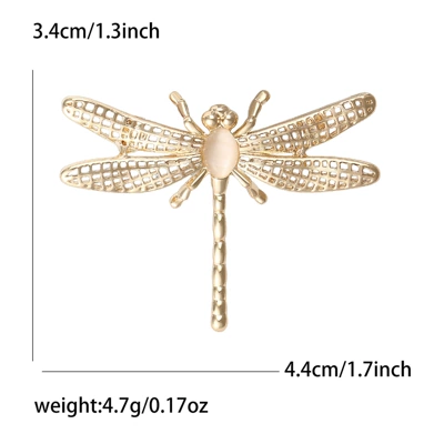 Cross-Border Hot-Selling European and American Alloy Enamel Cut Out Dragonfly Brooch Elegant Ladies Suit Coat Corsage Jewelry Pin (Yaxa sancaqları) - gold-5019-gd