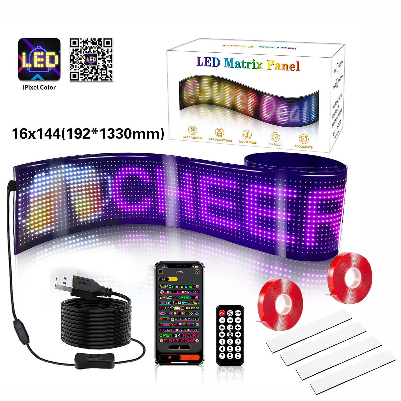 Pantalla de publicidad de automóviles de venta en caliente transfronteriza ventana trasera de automóviles de ojos de demonios LED pantalla suave APP pantalla de pantalla de automóvil Bluetooth