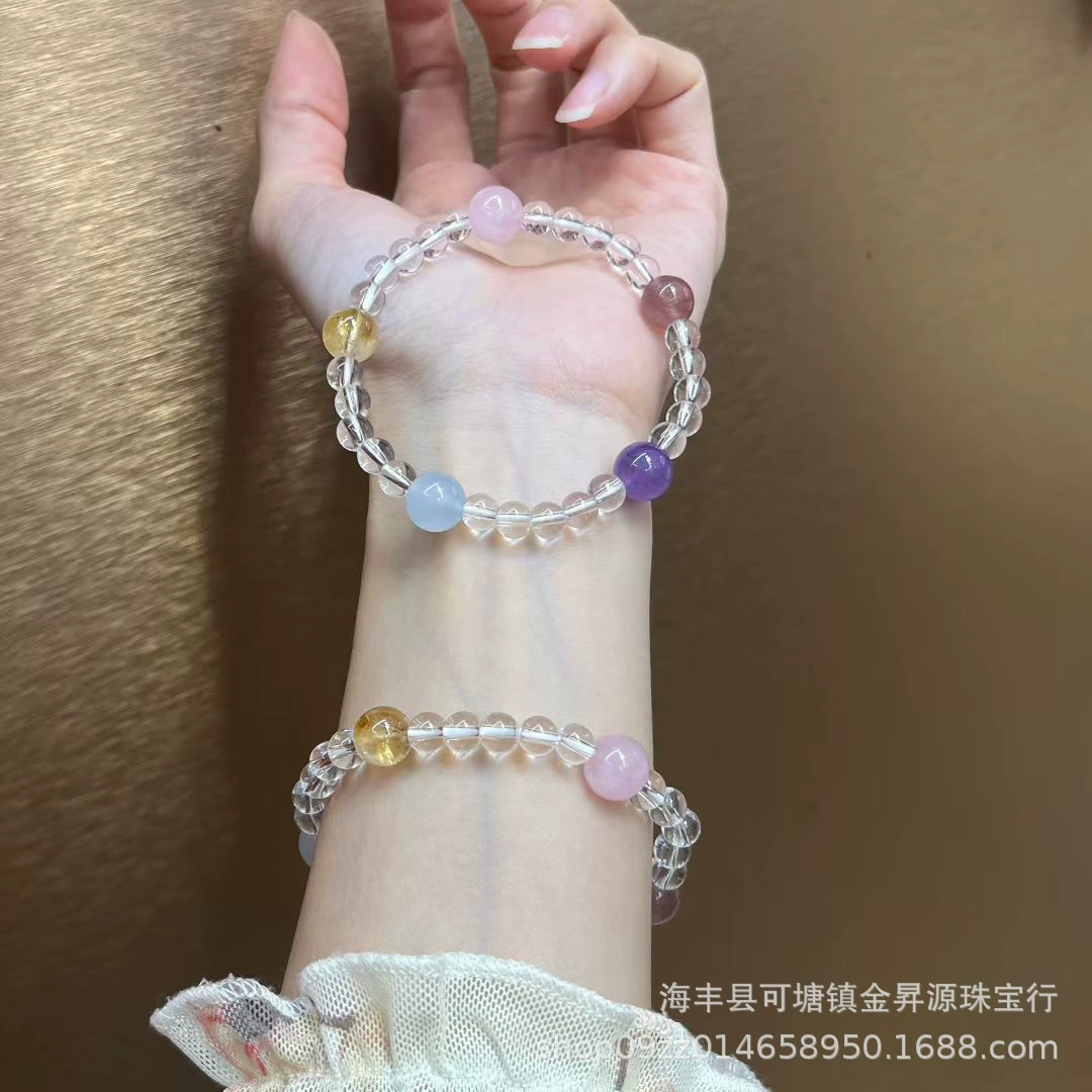 Organic crystal with amethyst, bracelet, chain, simple and elegant design, light luxury style