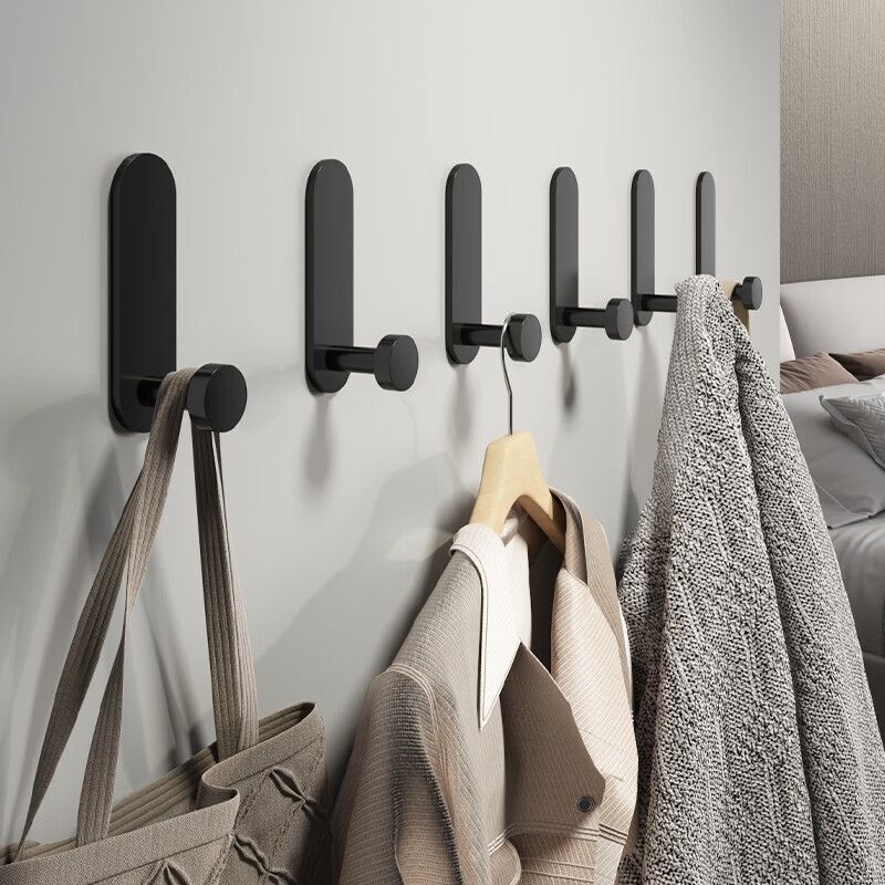 Wholesale Space Aluminum Gun Ash Row Hook Clothes Hook Bathroom Door Rear Wall Wardrobe Towel Hook Coat Hook Punch Free