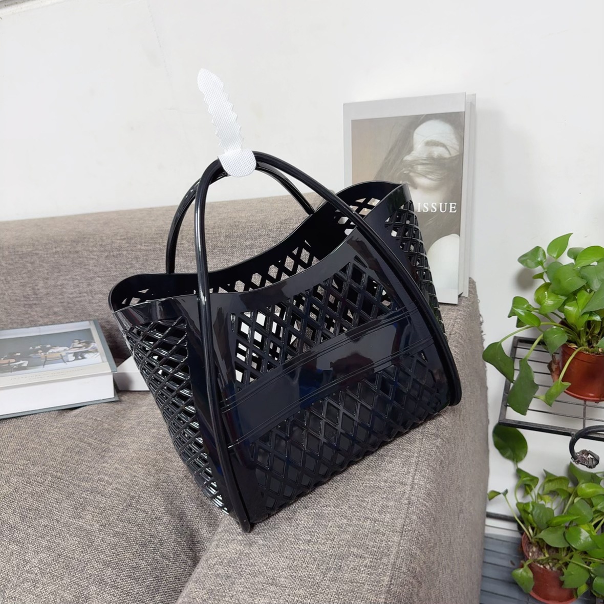 Jelly bag, handbag, silicone hollowed-out vegetable basket bag, picnic bag, shopping basket, PVC beach bag, washbasin basket, bath undefined