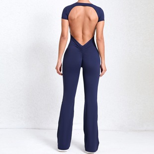 European and American New Backless Naked Yoga Air All-in-one Suit Women's High-intensity Micro-la Fitness Sports All-in-one Tight Suit