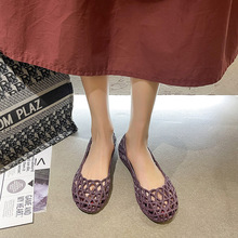 凉鞋女夏季镂空平底护士鞋包头防滑洞洞鞋软底透气果冻塑料鞋跨境