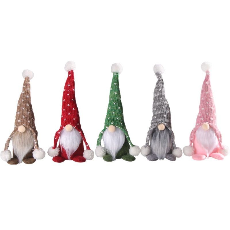 国境を越えたクリスマスを迎えたルドルフの顔のない人形の森の人のニット帽の毛球の小人の公仔の立ち姿の置物|undefined