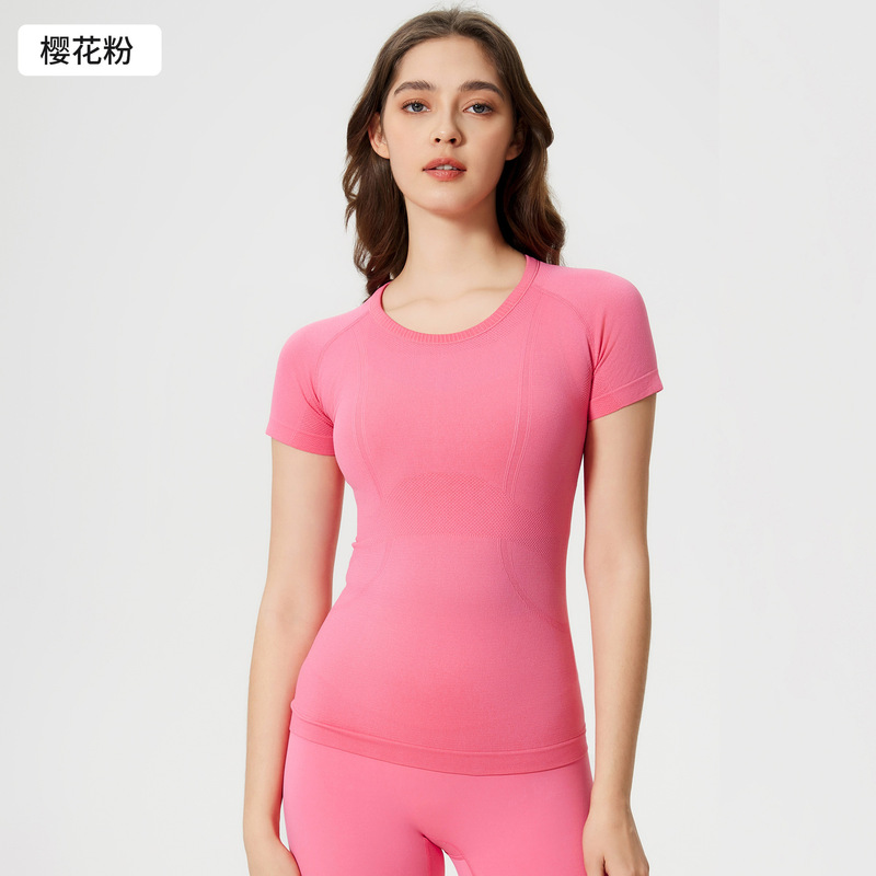 Quick-Drying Spring and Summer New Women's Short-Sleeved Round Neck Sports T-Shirt Running Fitness Top Slim Breathable Yoga Short-Sleeved