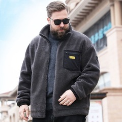 ベルベットの襟の子羊のベルベットのコートの男性のファッションブランドのゆったりした大きいサイズの冬の服の太った男と太った男性のファッションのカジュアルジャケット