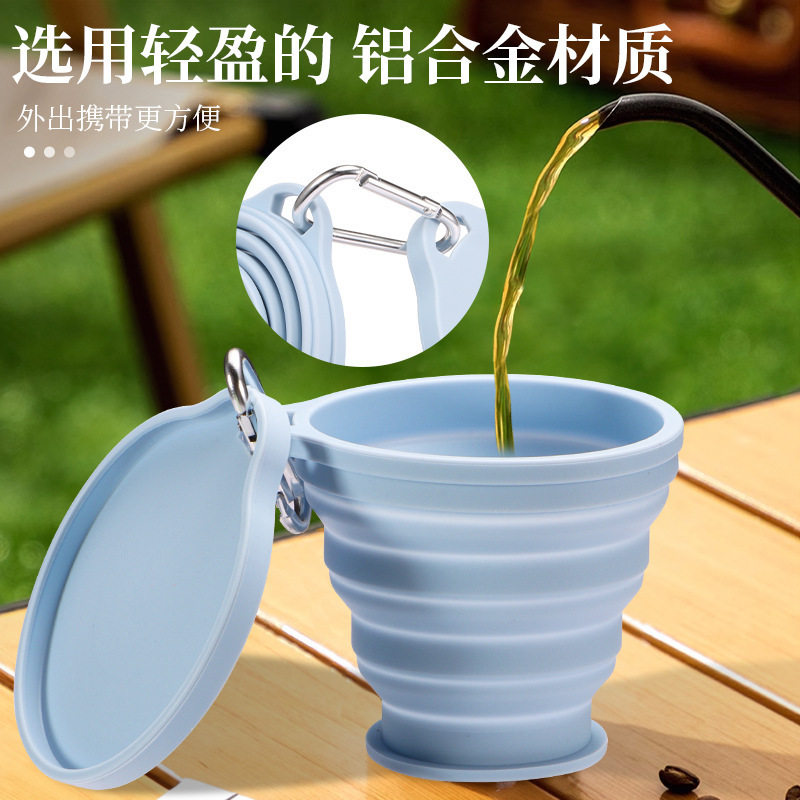 Taza de agua plegable de viaje Taza de agua plegable telescópica de silicona de grado alimenticio Taza portátil de viaje al aire libre para acampar