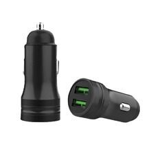 車充頭雙USB輸出5V2.4A車內點煙器口鋁合金環形燈外殼車載充電器