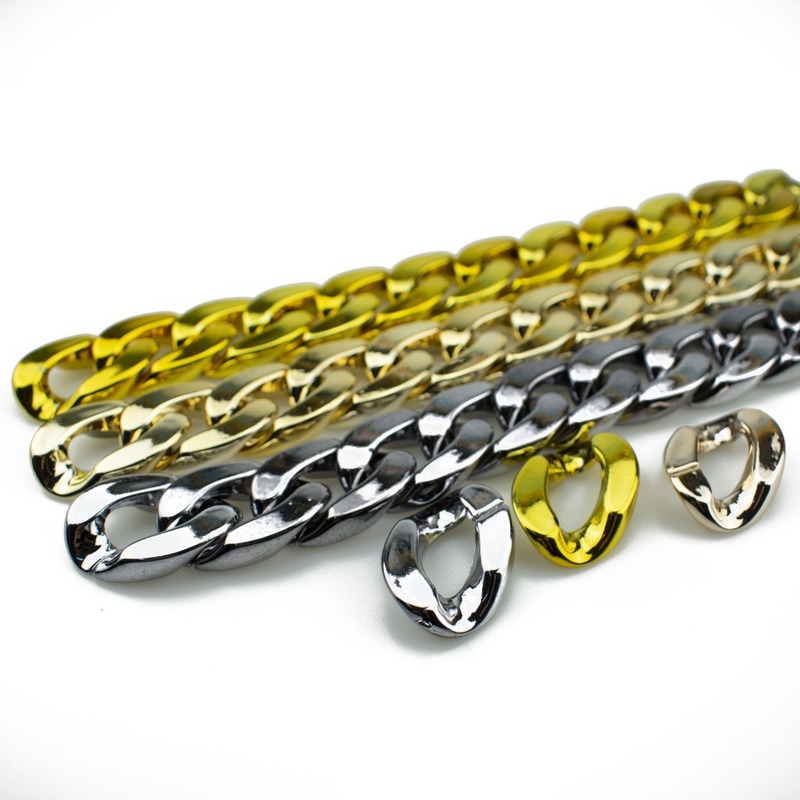 ジュエリー荷物アクセサリー ABS アクリルプラスチック UV 電気メッキゴールドチェーンバックルチェーンアクセサリー材料卸売|undefined