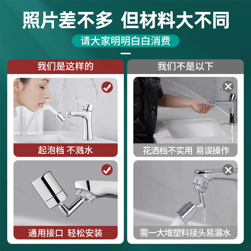 厨房万象水龙头可旋转6度转换头防溅水万向延伸器万能水嘴外|undefined