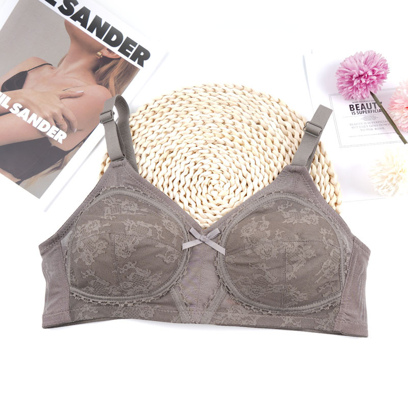 Gran tamaño de comercio exterior punto delgado sin esponja sin anillo de acero ropa interior mujer gran pecho pequeño se reúnen contra la caída del sujetador
