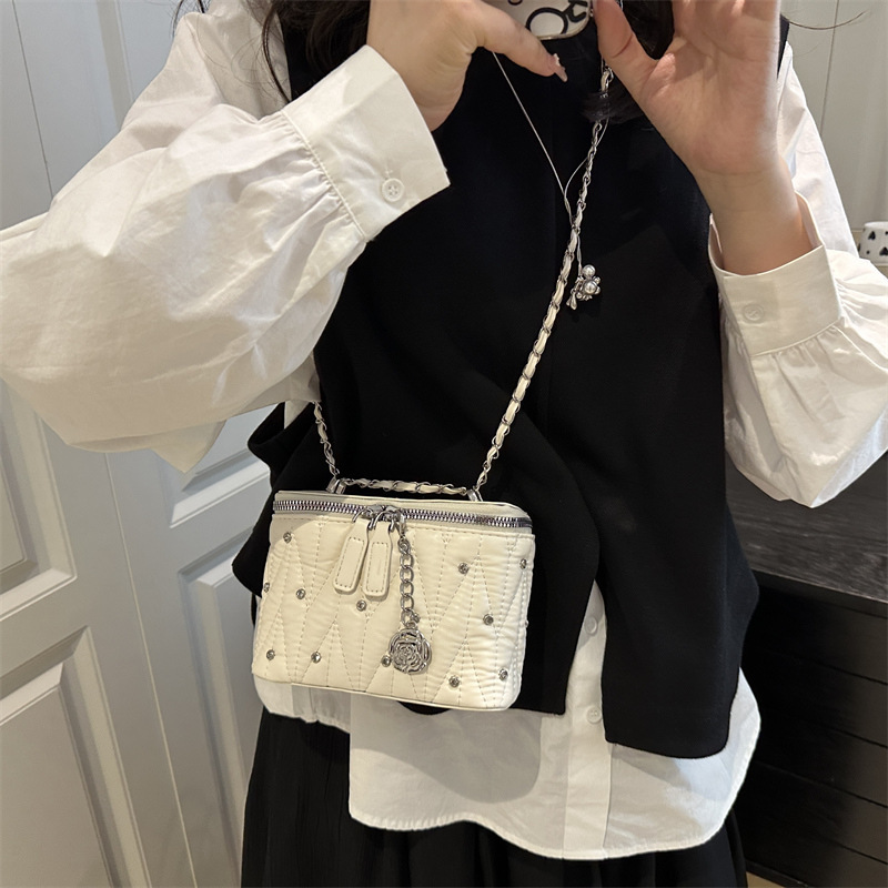 高级质感时尚盒子包包女2025夏季新款小香风菱格单肩包简约斜挎包|undefined
